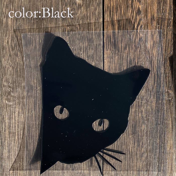 ステッカー 猫 ねこ ネコ シール 隙間 のぞいてる 黒 白 2色 おしゃれ かわいい｜gentlebreeze｜02