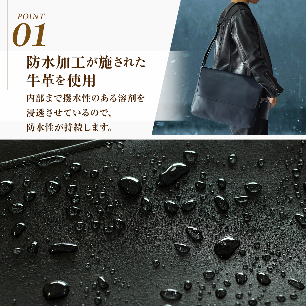JOYA ショルダーバッグ メンズ 防水 撥水 レザー 大きめ