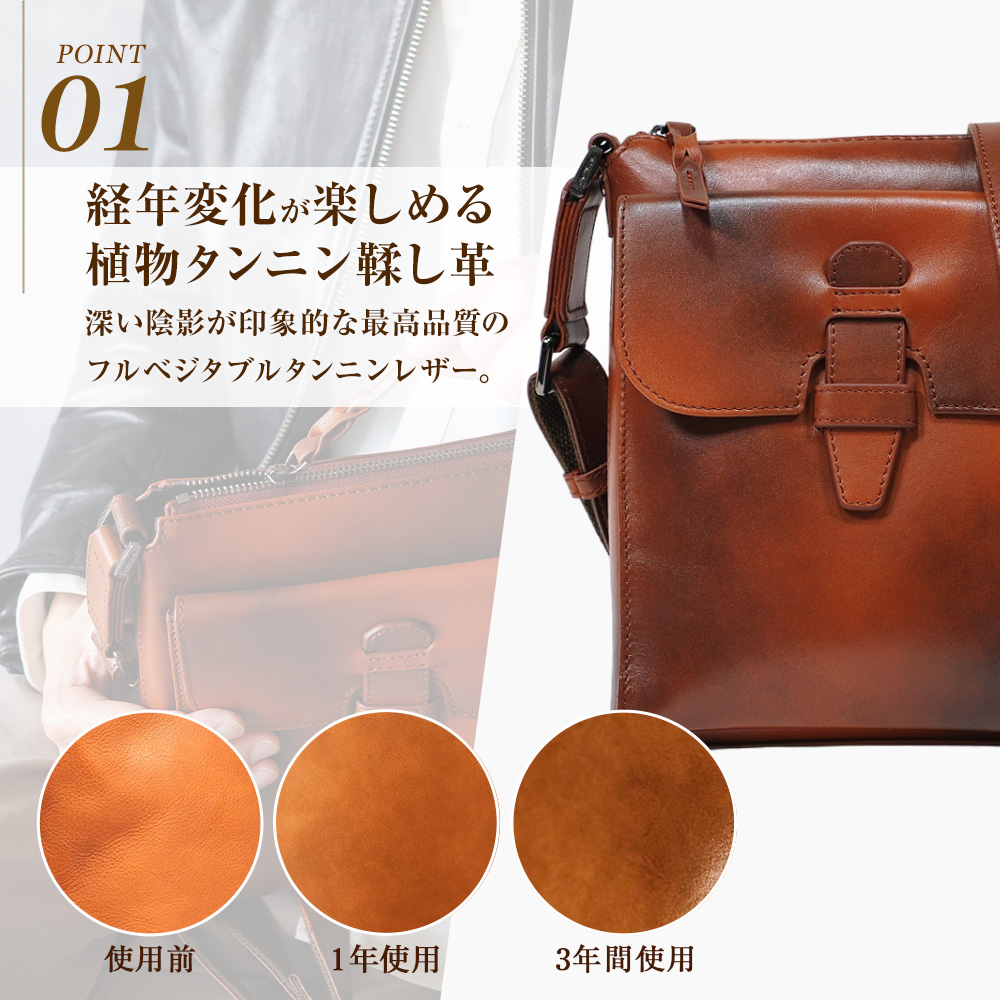 ショルダーバッグ メンズ 本革 縦型 斜めがけ かっこいい レザー 大人 上品 革 ブランド 軽量 コンパクト メンズ革バッグ 小さめ ショルダー joyaの画像