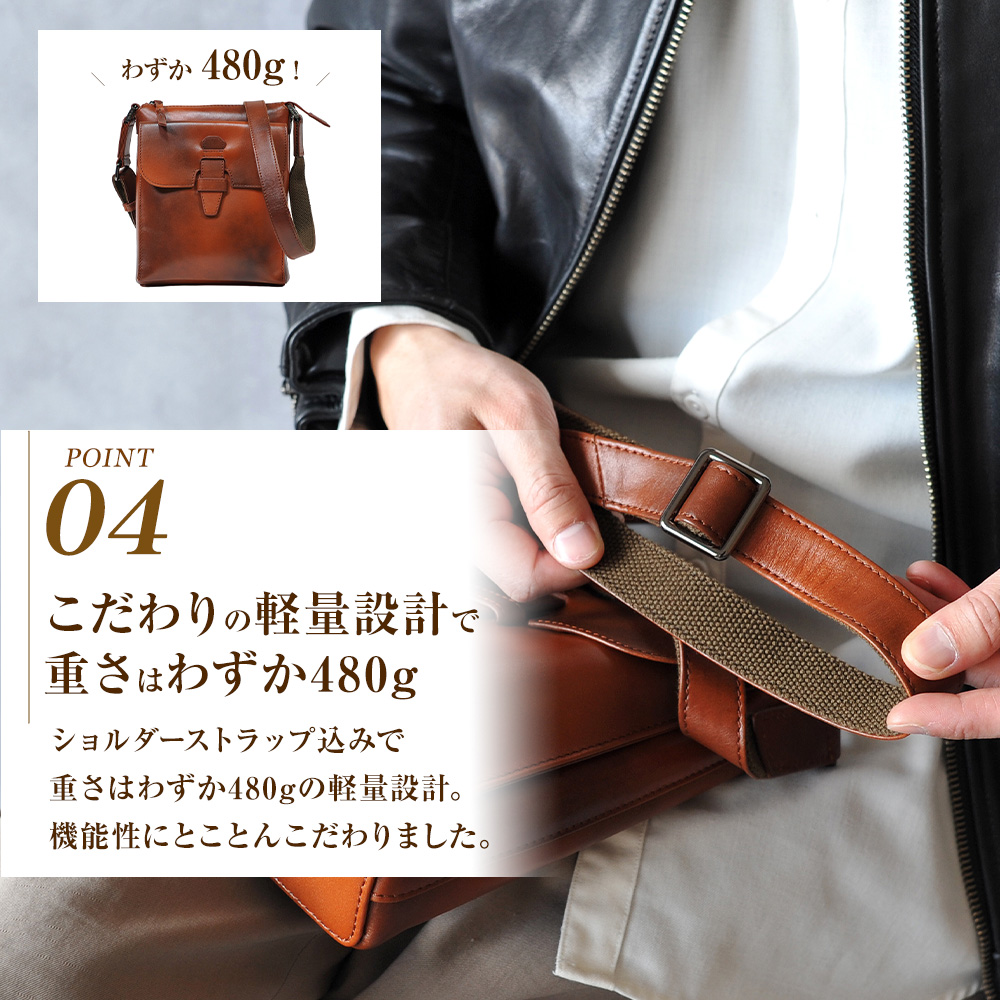 ショルダーバッグ メンズ 本革 縦型 斜めがけ かっこいい レザー 大人 上品 革 ブランド 軽量 コンパクト メンズ革バッグ 小さめ ショルダー joyaの画像