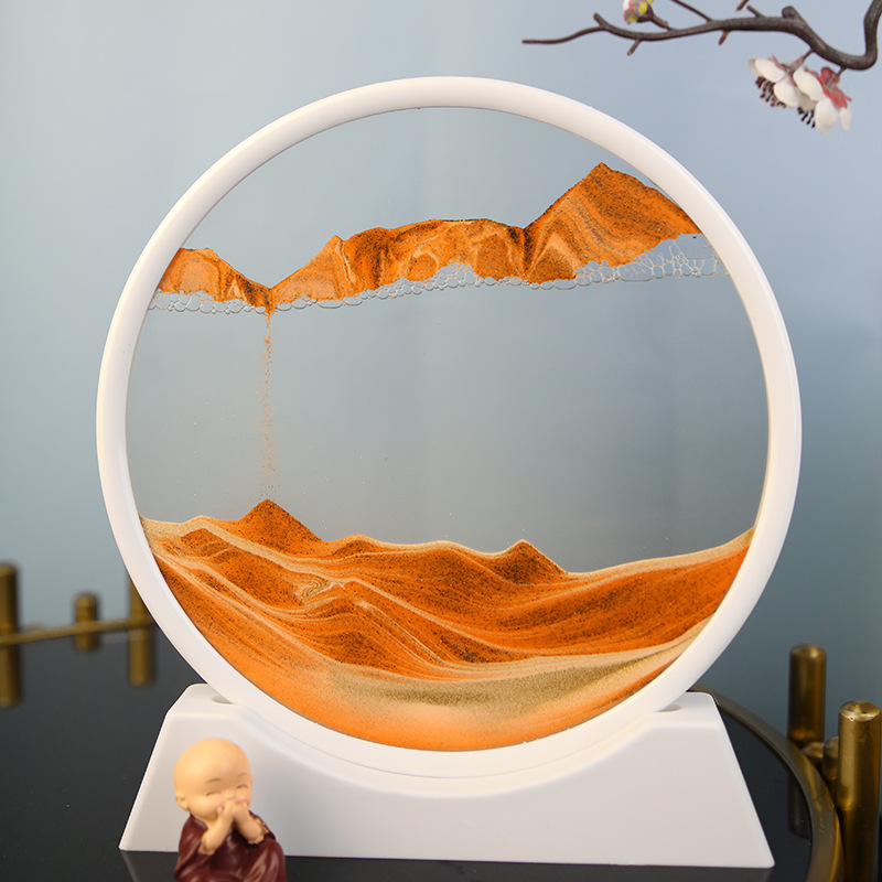 砂絵 7inch 透明 円型 サンドピクチャー 砂のアート 砂時計 サンドアート 流砂絵 流れる おしゃれ インテリア 置き型 置物 置き物 癒し ギ｜genwa-shop｜12