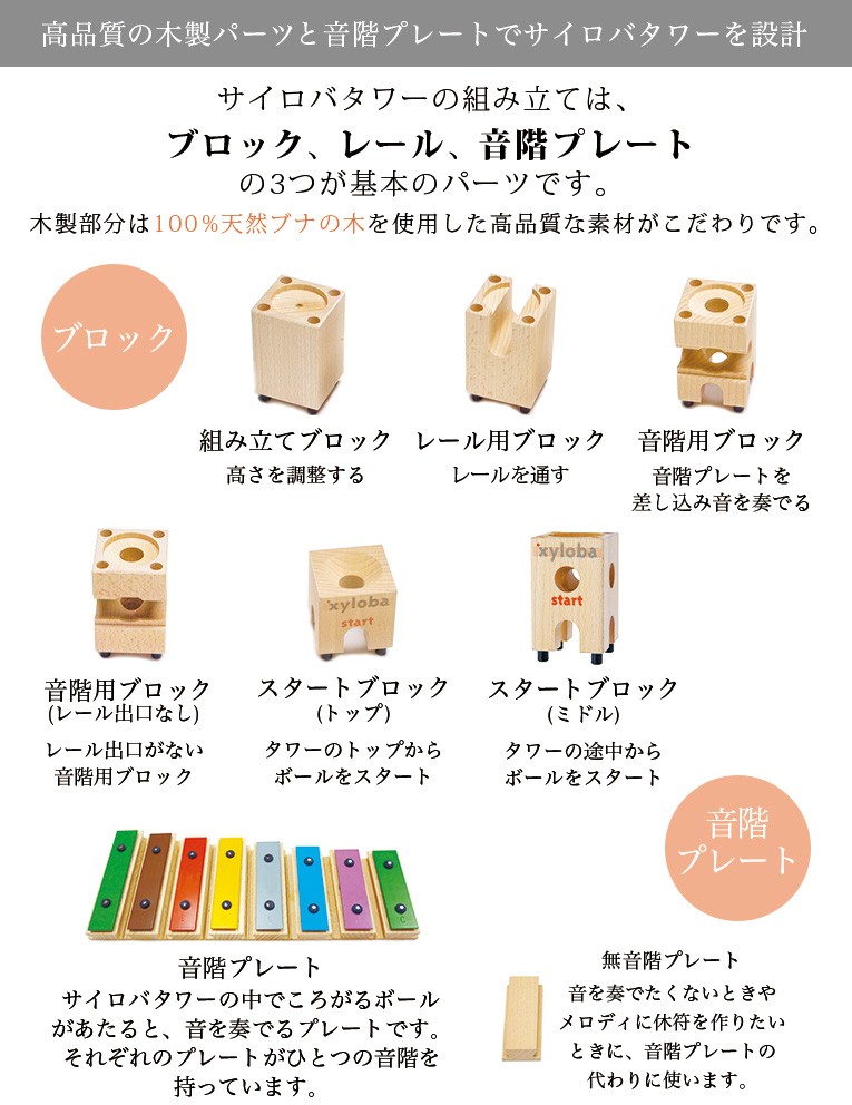 xyloba　サイロバ　メッゾ　知育　玩具　子供　おもちゃ　音　スイス 楽天市場】スイス生まれの木製マーブルラン 音を奏でる積み木