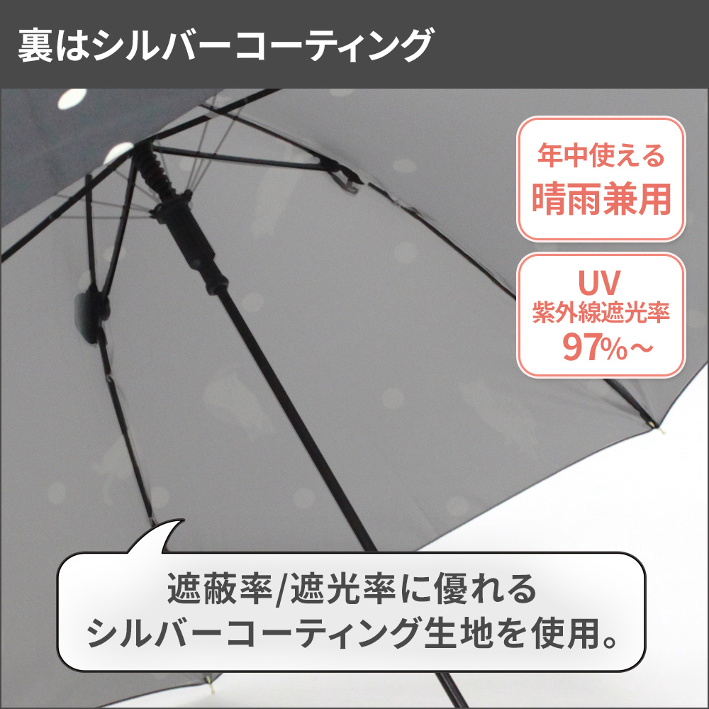 傘 猫 レディース 長傘 親骨 60cm 猫柄 ネコ ねこ ワンタッチ ジャンプ