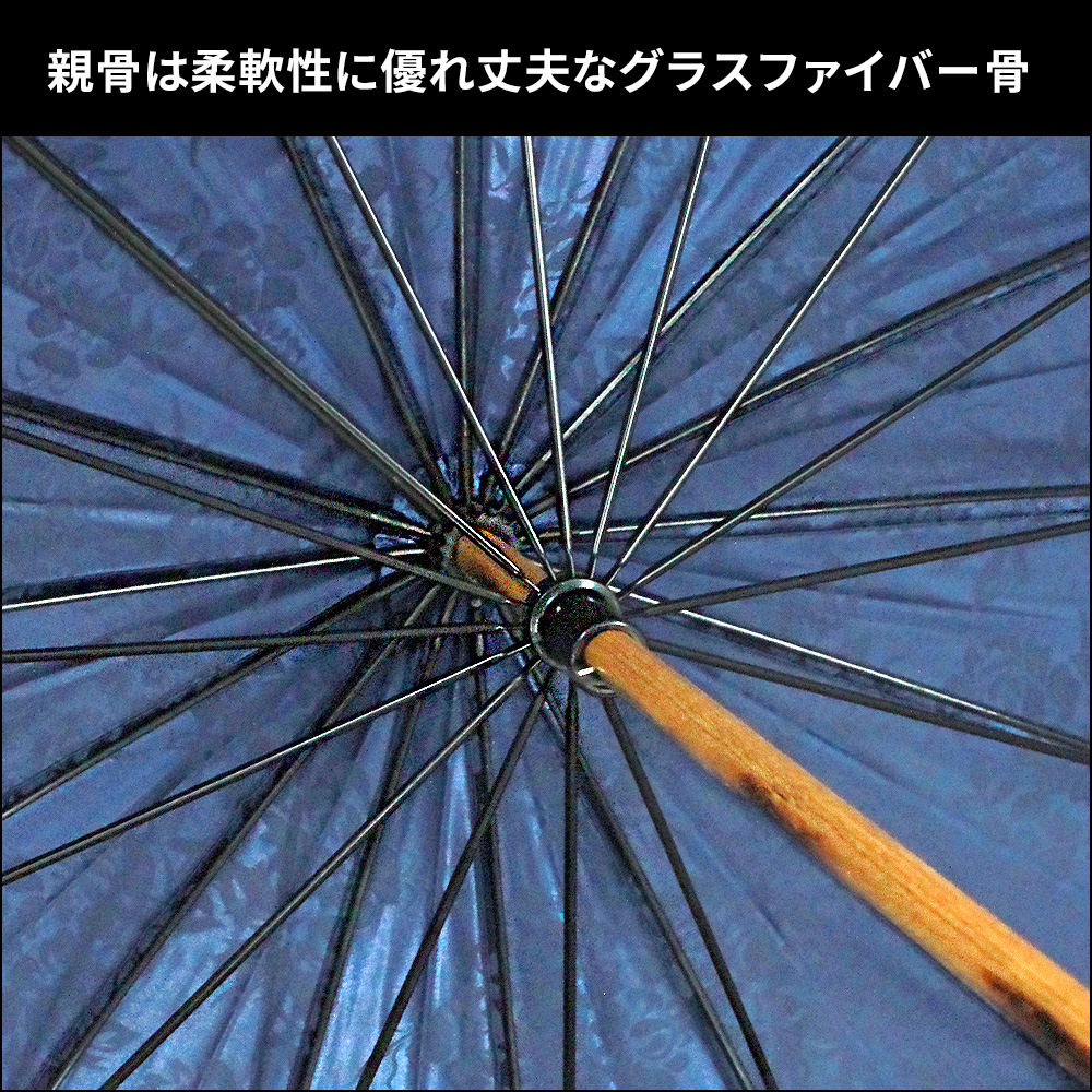 レディース 薔薇柄 光沢感のあるジャガード雨傘 親骨 55cm 16本