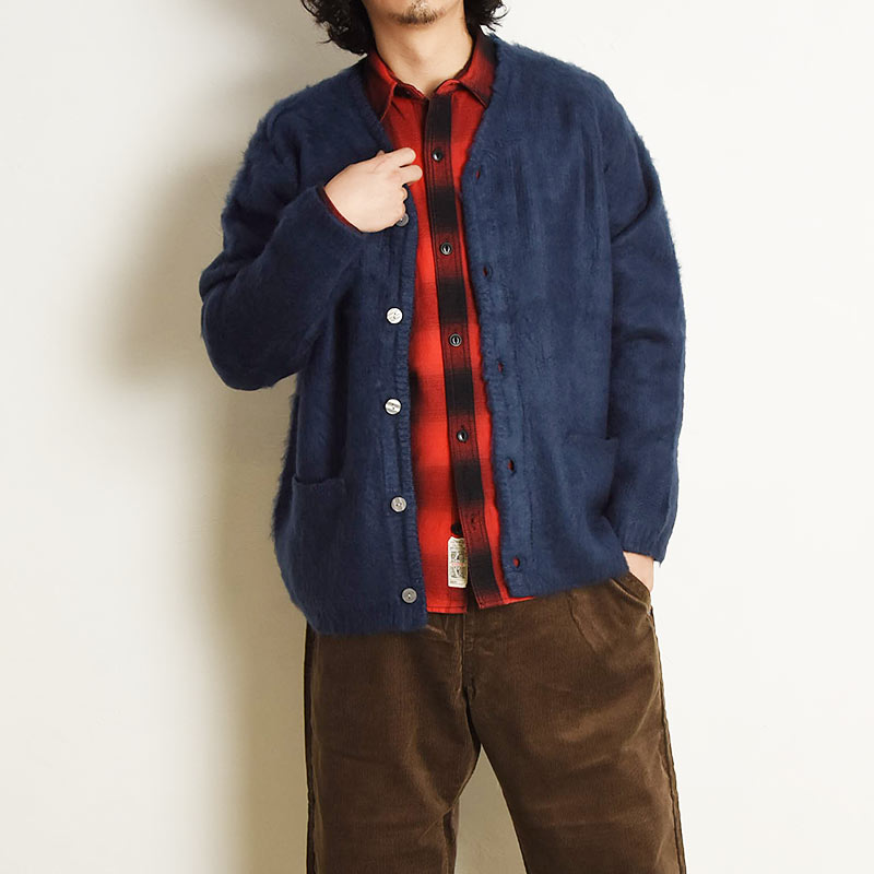 【HOUSTON /ヒューストン】 モヘアカーディガン M HOUSTON（ヒューストン） 爆買 秋冬新作 定番 モヘアタッチ