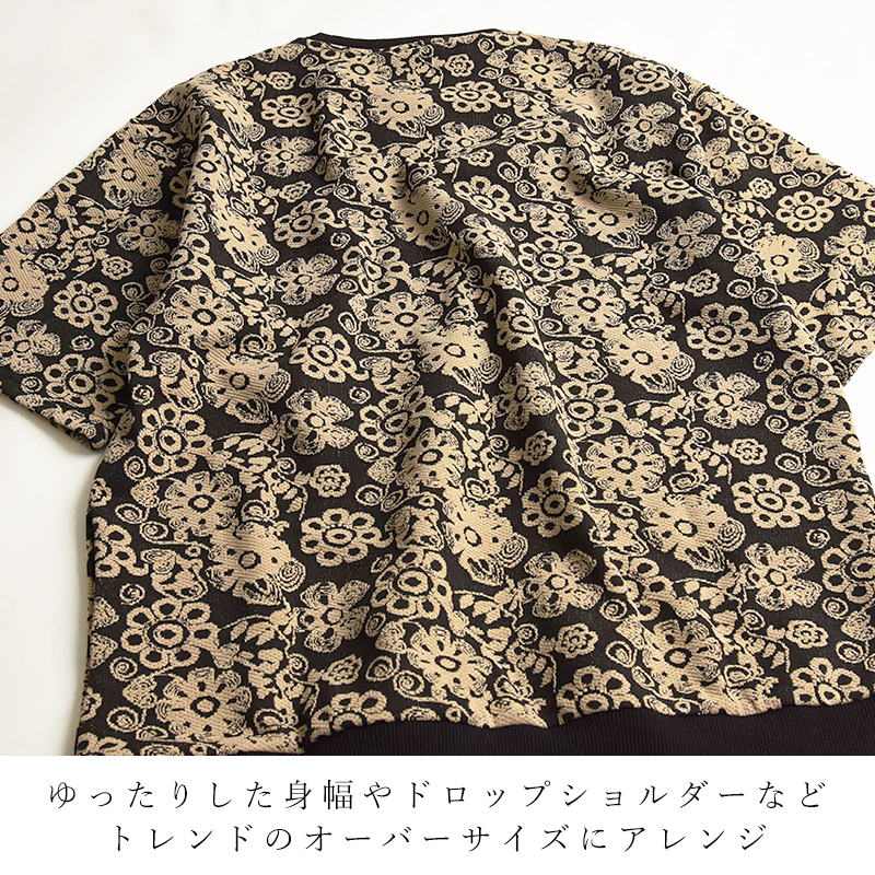 ATELANE（アテレーン） フラワージャガード 半袖クルーネック 半袖