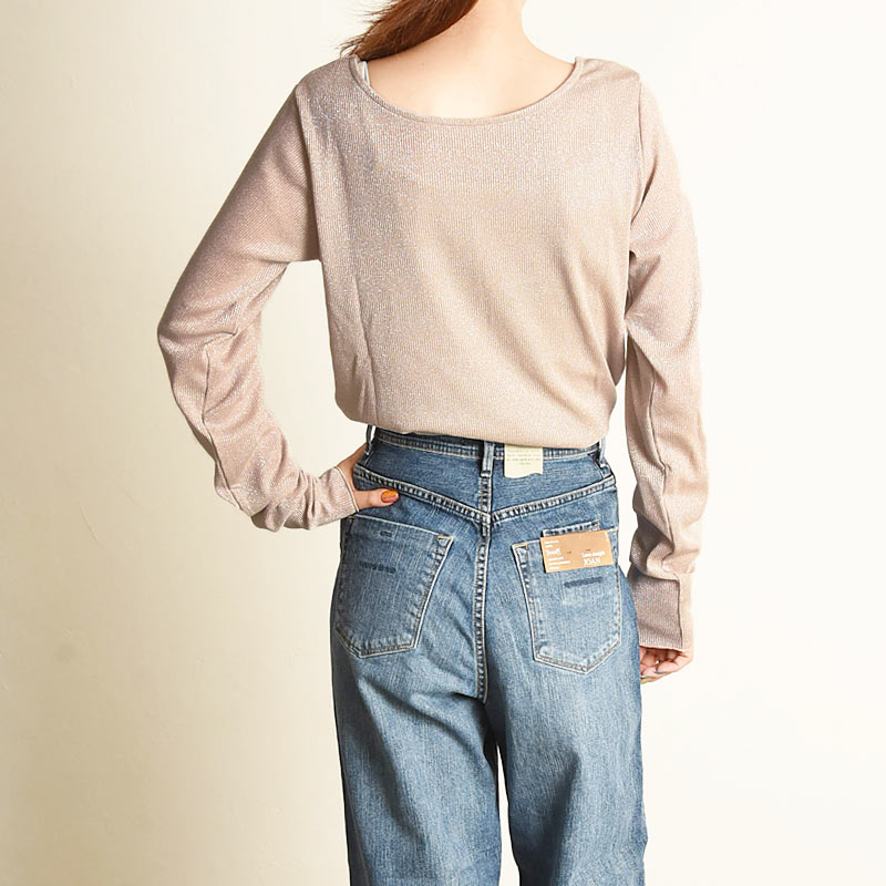 アンバー anbr. 2WAY ラメ トップス クルーネック レディース ラメ入り