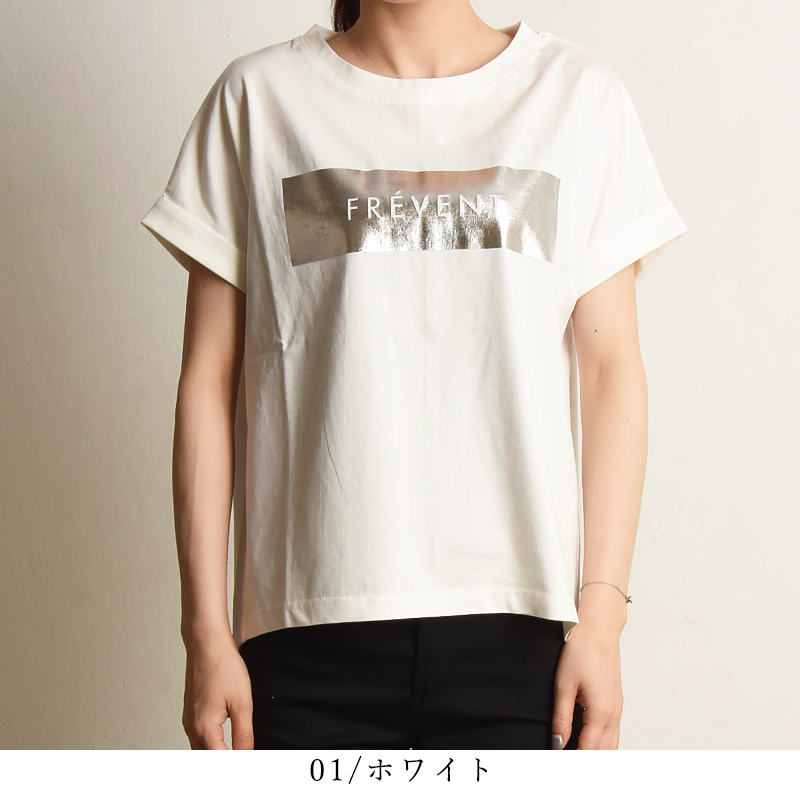 cloche（クロッシェ） クロシェ 箔プリント Tシャツ 半袖 レディース