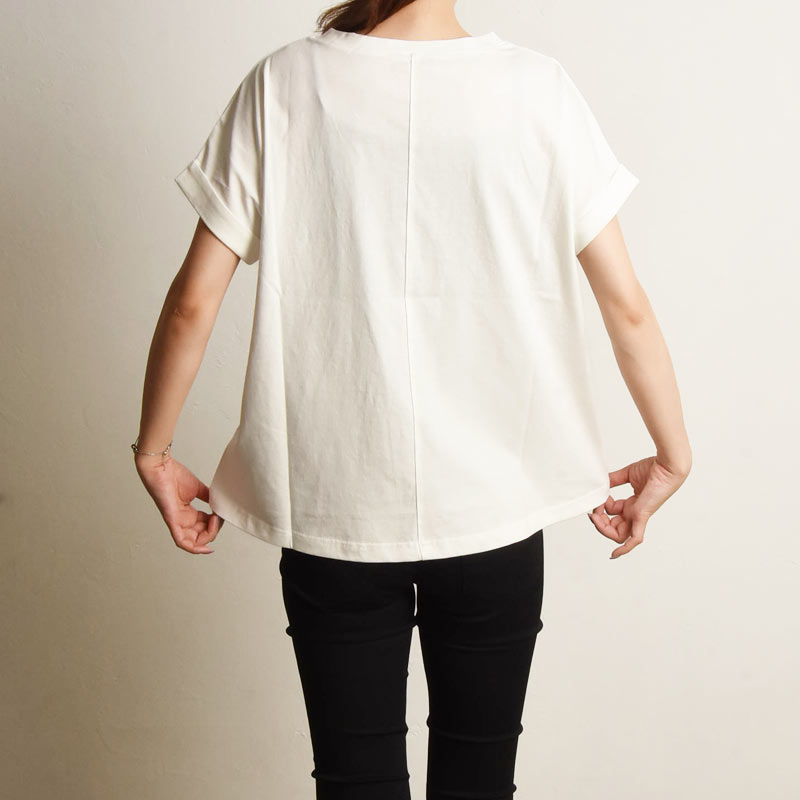 cloche（クロッシェ） クロシェ 箔プリント Tシャツ 半袖 レディース
