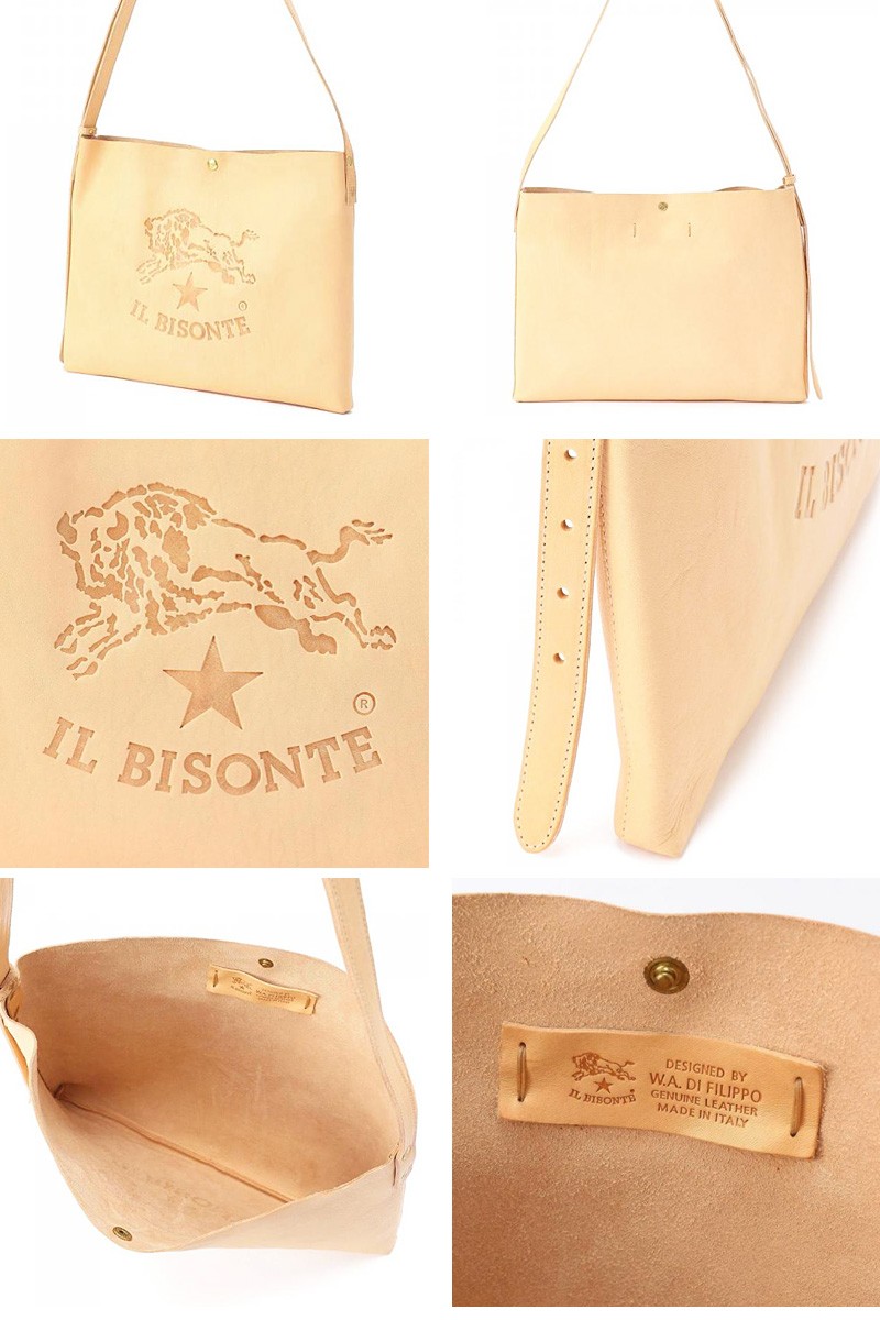 IL BISONTE イルビゾンテ BIGロゴ レザー ショルダーバッグ