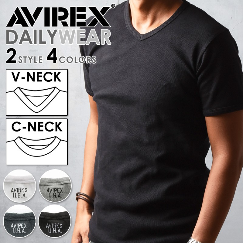 （ポイント5倍・送料無料）AVIREX アビレックス アヴィレックス デイリー Vネック/クルーネック 半袖Tシャツ メンズ インナー 6143501_6143502