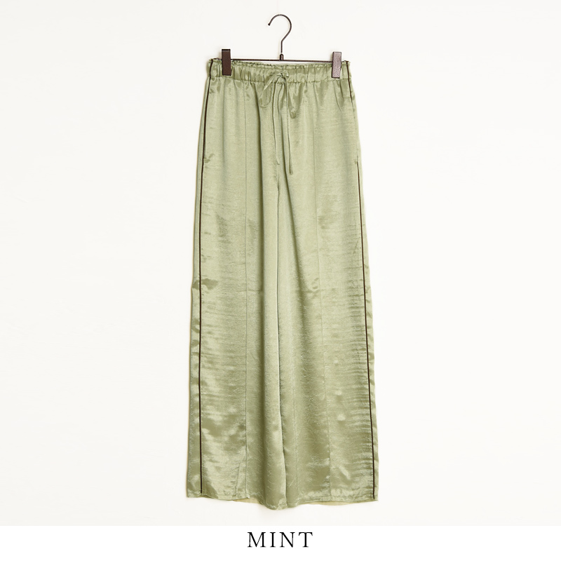 anuke（アンヌーク） 2025新作 パイピング サテンパンツ ワイドパンツ