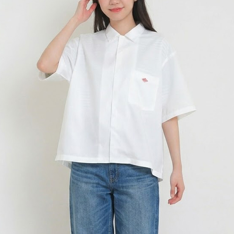 GW限定価格 美品DANTON 半袖リネンシャツ ホワイト 36サイズ 美品 