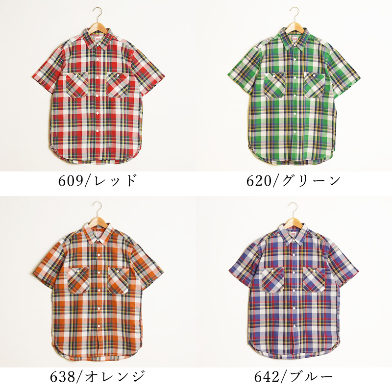 EDWIN（エドウィン） 半袖 チェック ワークシャツ チェックシャツ