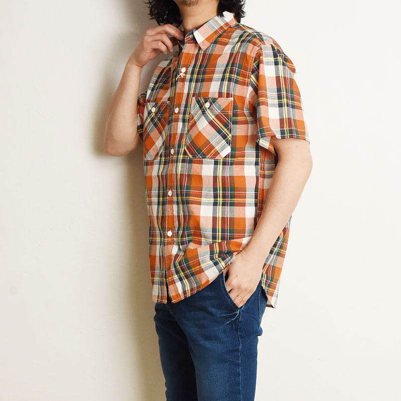 EDWIN（エドウィン） 半袖 チェック ワークシャツ チェックシャツ