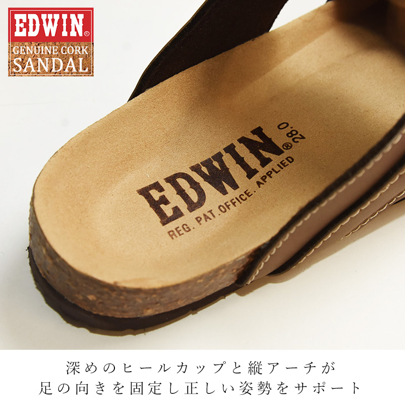 エドウィン EDWIN コンフォートサンダル コルクフットベッド サンダル カジュアル メンズ 男性 紳士 歩きやすい 痛くない 疲れない 軽量 おしゃれ EW9128｜geostyle｜09