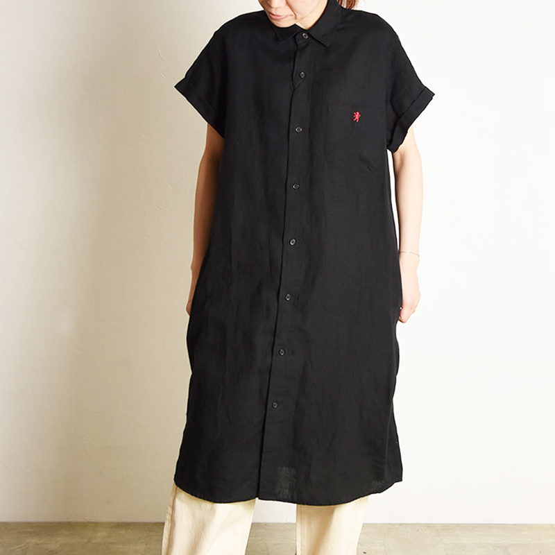 H*様 美品！ジムフレックス　リネン半袖シャツワンピース　ロゴ刺繍黒　麻100% 楽天市場】14(M-L) ジムフレックス フランダース リネン 半袖