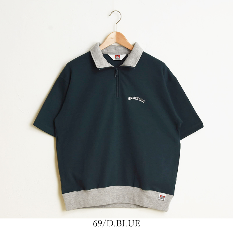 ベンデイビス BEN DAVIS ハーフジップ スウェットトップス 半袖 1/4ZIP TRAINE...