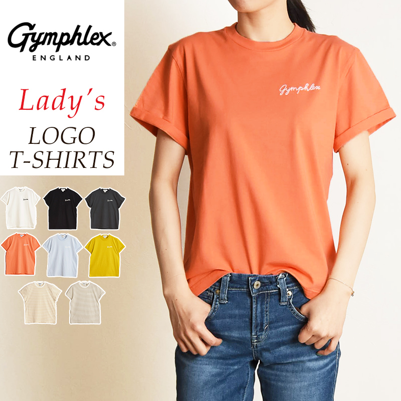 セール10%OFF Gymphlex ジムフレックス 折り返し袖 刺繍 ロゴ 半袖 Tシャツ メンズ 無地 ロールアップ カットソー 人気 J-1155CH GYMPHLEX セール10%OFF Gymphlex ジムフレックス 折り返し袖