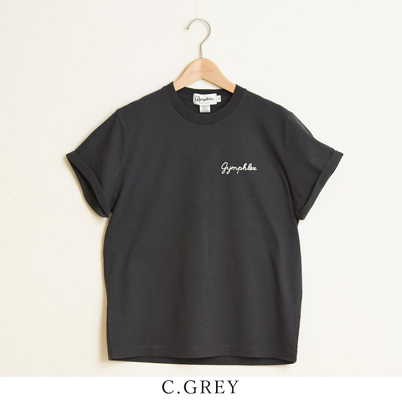 セール10%OFF Gymphlex ジムフレックス 折り返し袖 刺繍 ロゴ 半袖 Tシャツ メンズ 無地 ロールアップ カットソー 人気 J-1155CH GYMPHLEX セール10%OFF Gymphlex ジムフレックス 折り返し袖