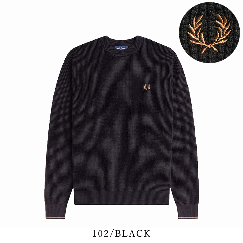 FRED PERRY フレッドペリー K6507 ワッフルステッチジャンパー メンズ クルーネック ニット 長袖 2026秋冬新色 |  | 02