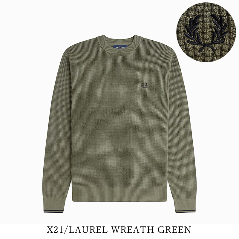 FRED PERRY フレッドペリー K6507 ワッフルステッチジャンパー メンズ クルーネック ニット 長袖 2026秋冬新色 |  | 03