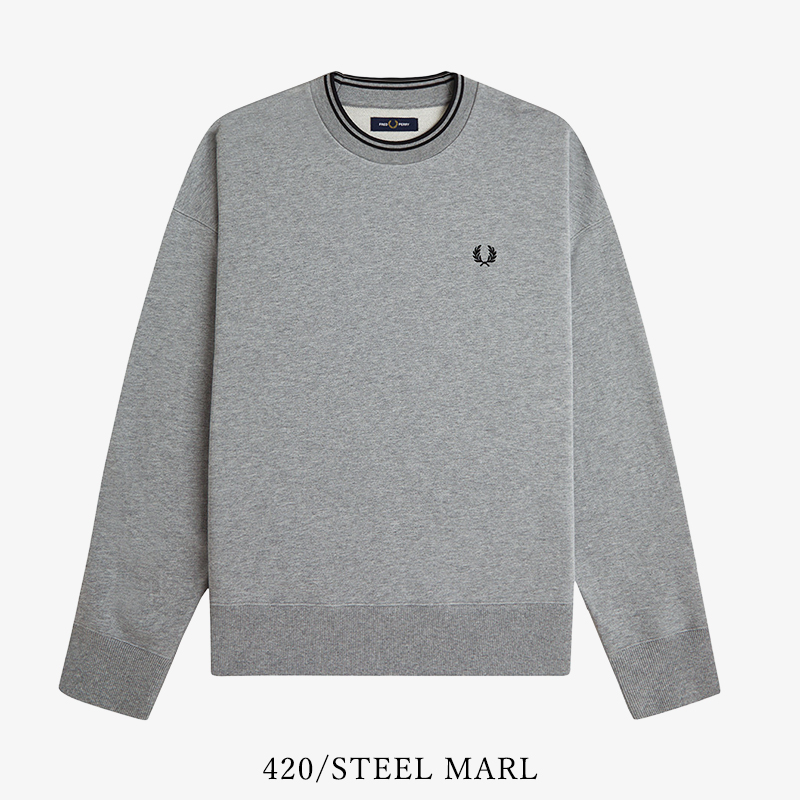 2026秋冬新作 FRED PERRY フレッドペリー M3497 オーバーサイズ ティップド スウェット メンズ トレーナー |  | 01