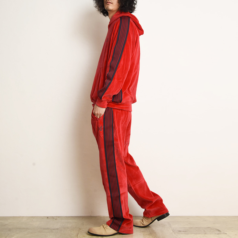 Needles ニードルズ ベロア ナロートラックパンツ サイドライン 刺繍 起毛 Narrow Track Pant - C/Pe Velour  NS253