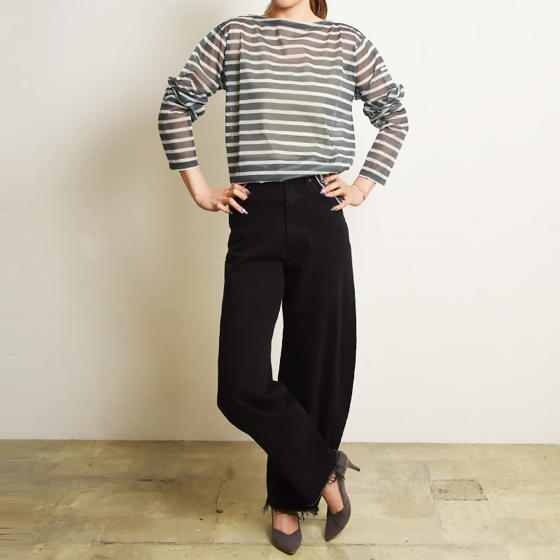 ORCIVAL（オーシバル） シースルー 長袖 ボートネック カットソー OR