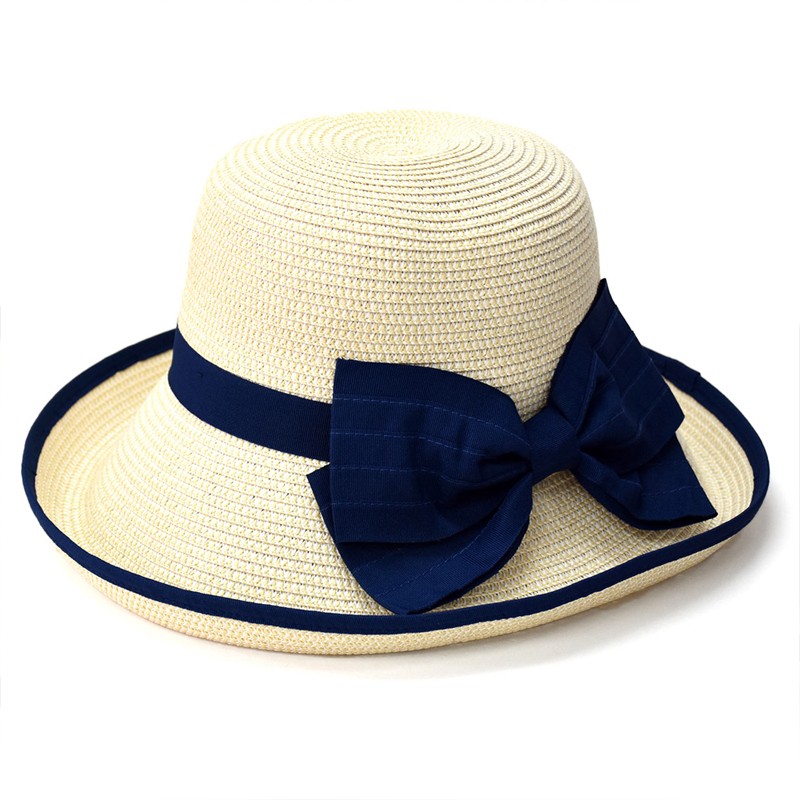 帽子 レディース 麦わら帽子 ブランド 折りたためる ペーパーハット つば広 リボン デザイン 白 ベージュ アジャスター付き カジュアル Hat ウオモアラモーダ Uomoallamoda 通販 Paypayモール