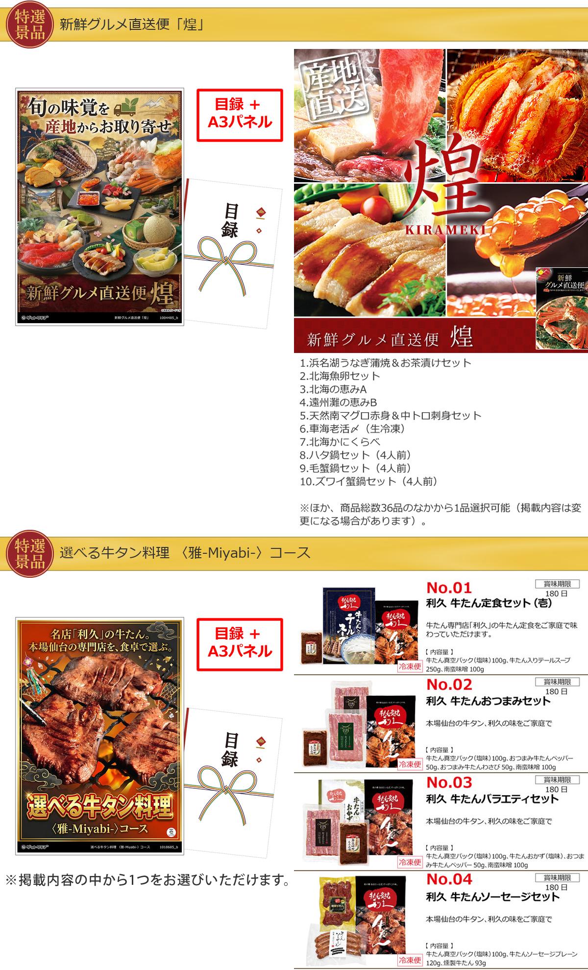 グルメとキッチン50,000円10点景品セット詳細