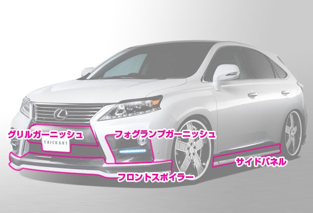 ェンジ LEXUS RX 後期 グリルガーニッシュ WetCarbon製 取付込 エアロ