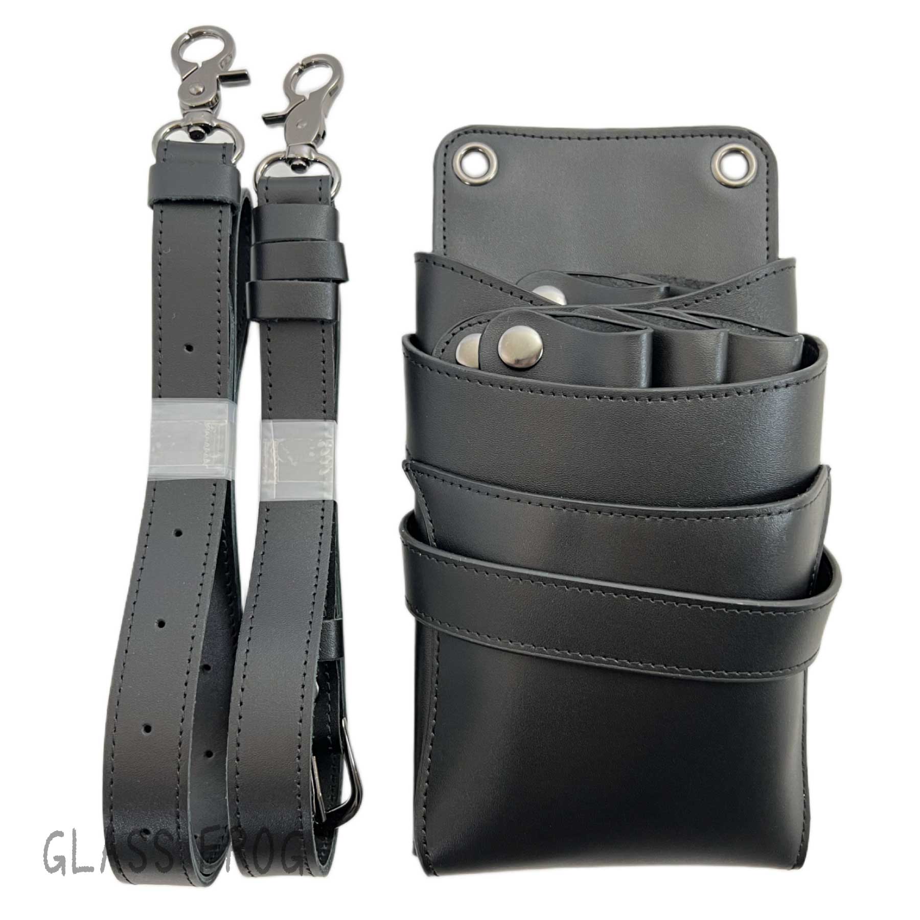 本革シザーケース オリジナル ブラック 牛革 送料無料 ハサミ5丁収納