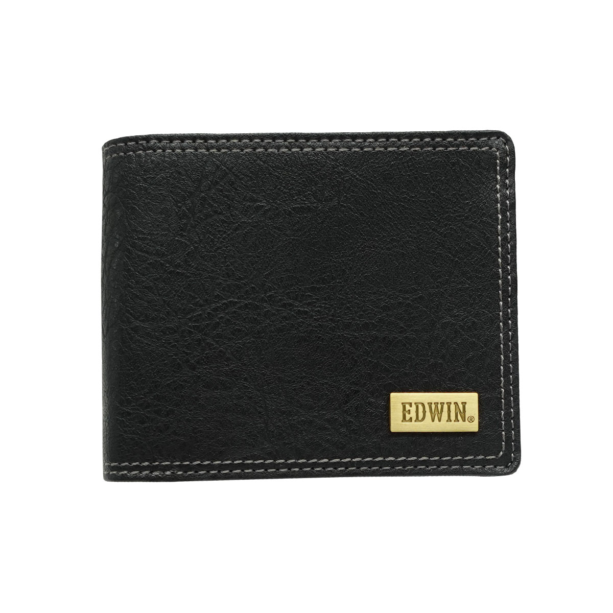 エドウイン EDWIN 財布 サイフ 二つ折財布 財布 メンズ レディース メタルプレート シボ 合皮 カード収納 プレゼント ブラック ネイビー グレー ダークブラウン｜gfshoes｜02