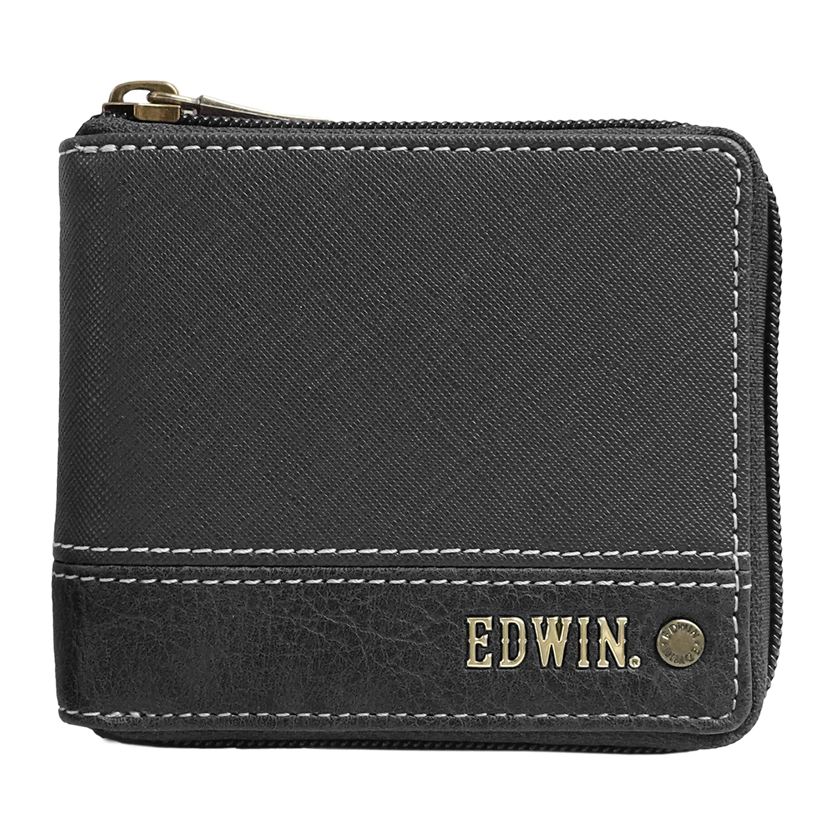エドウイン EDWIN 財布 サイフ 二つ折財布 メンズ レディース 合成皮革 カード収納 ラウンドジップ プレゼント ブラック ネイビー グレー ダークブラウン｜gfshoes｜02