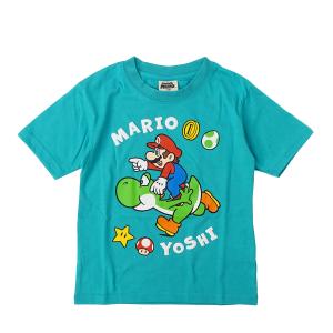 スーパーマリオ 子供服 キッズ Tシャツ KIDS キノコ ワッペン ブラック レッド ターコイズ ...