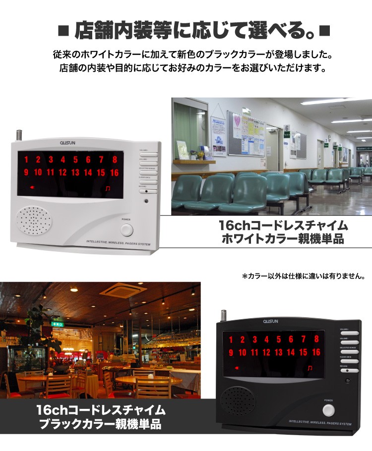 ワイヤレスチャイム コードレスチャイム 業務用 16ch 増設用 親機 単品