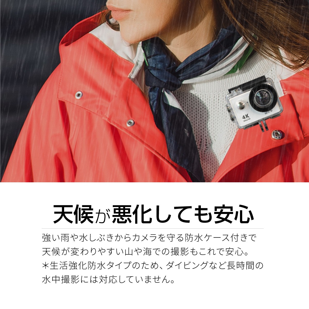 アクションカメラ 4K Wi-fi機能 動画 170°広角 魚眼レンズ 日本語説明