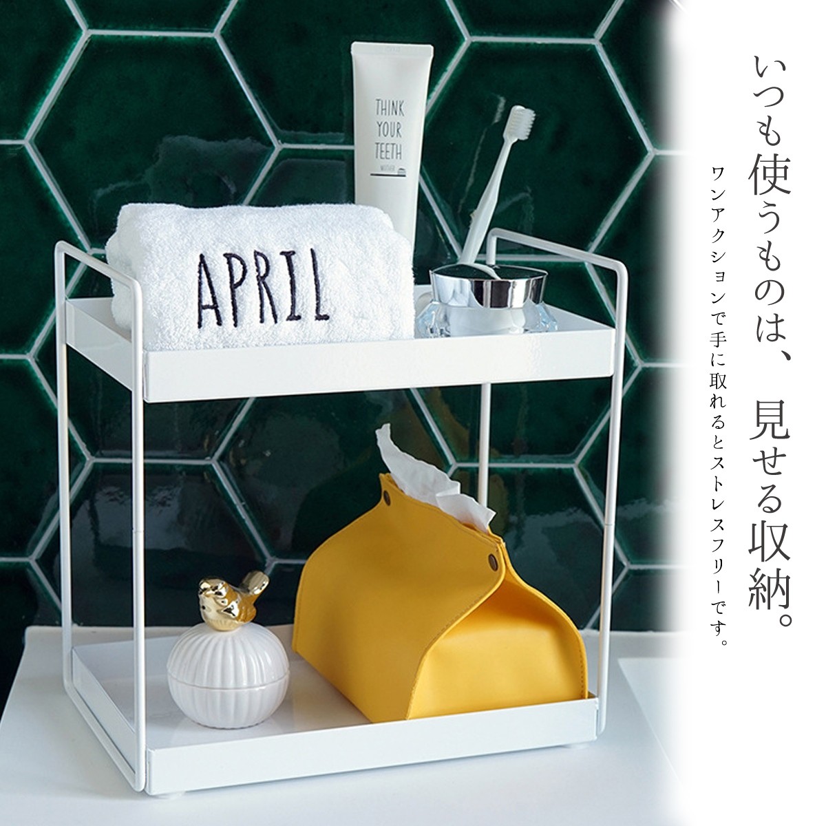 アイアン ディスプレイ 2段 ラック 収納 オブジェ 北欧 小物置き 黒 白