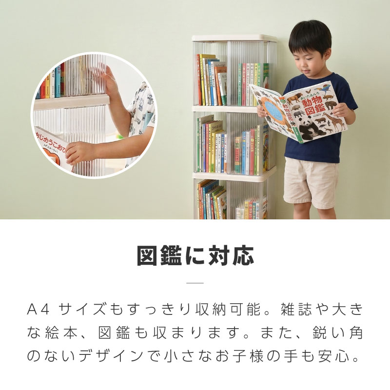 回転式本棚5段 キャスター式本棚5段 図鑑 子供 回転コミックラック A4