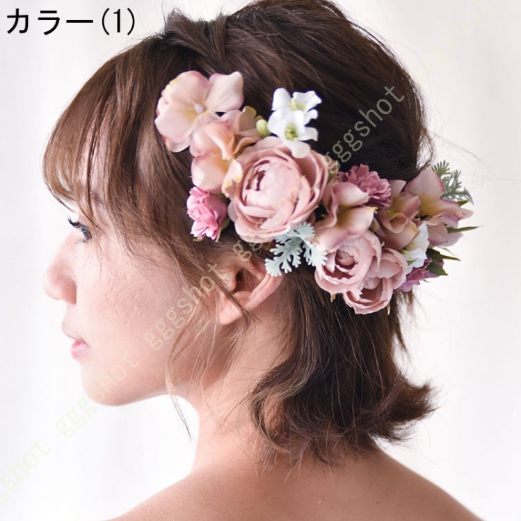 ウェディング ヘッドドレス ヘッドドレス 花 ウェディング あじさい アジサイ 紫陽花 花嫁 ウエディング ブライダル 髪飾り 造花 結婚式 海外挙式 花飾り