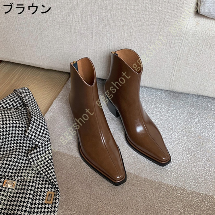 Broad Vintage】ウエスタンブーツ ショート丈 ヒールブーツ-