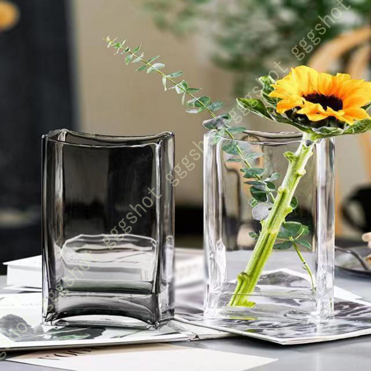 かびん ガラス 透明 一輪挿し 花瓶 花器 ガラスボトル 四角 北欧