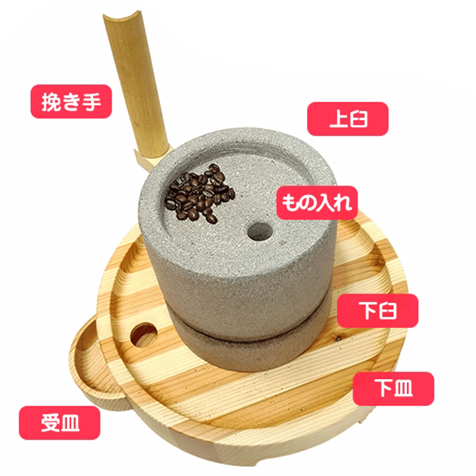 【受注生産品】 石臼コーヒーミル 秋田県の石の匠が生み出した 石臼 ミル コーヒー 珈琲 ひき臼 ひきうす いしうす 挽きたて 挽く 製粉機 受け皿付き