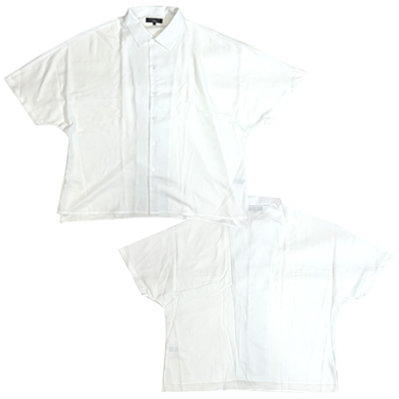 とろみ素材 ビックシルエットドレープ ドルマンドルマンスリーブ半袖メンズシャツ シャツ ビッグシャツ  大きい きれいめ 白　黒 ネコポス送料無料｜ghr-store｜02