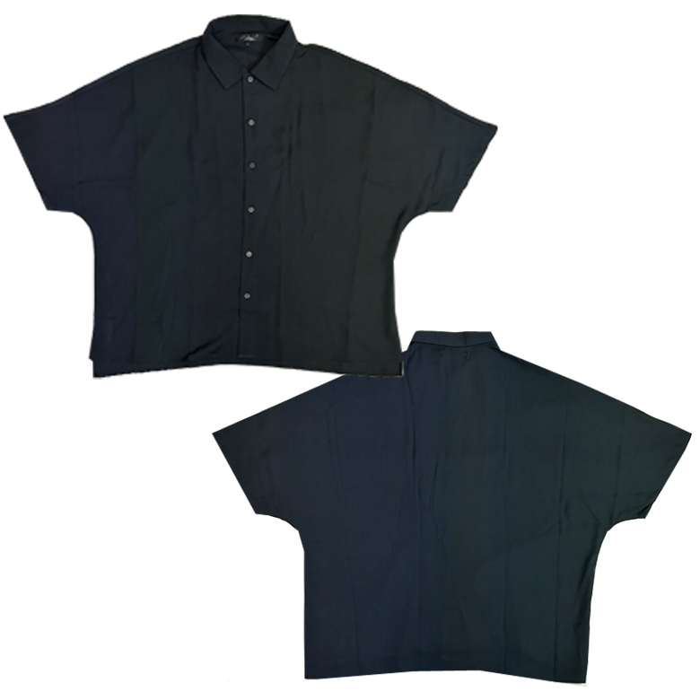 とろみ素材 ビックシルエットドレープ ドルマンドルマンスリーブ半袖メンズシャツ シャツ ビッグシャツ  大きい きれいめ 白　黒 ネコポス送料無料｜ghr-store｜03
