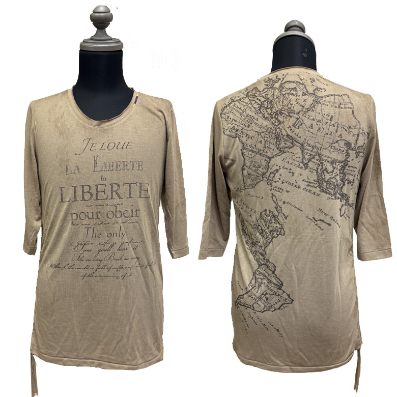 閉店セール】メンズ 5分袖Tシャツ 英字 メッセージプリント 地図