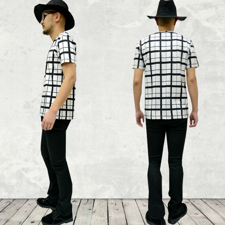 閉店セール】Tシャツ メンズ 半袖 Vネック ウィンドペンチェック