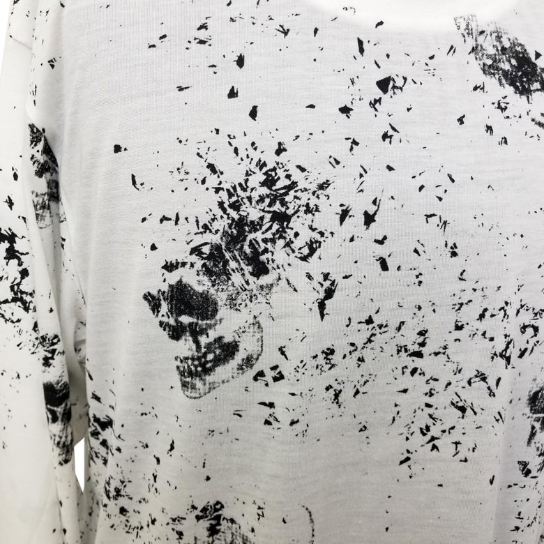 閉店セール】Tシャツ メンズ クルーネック 長袖 ロンT スカルプリント