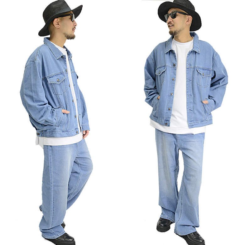 ワイド デニムジャケット & デニムパンツ 上下セット ビンテージ
